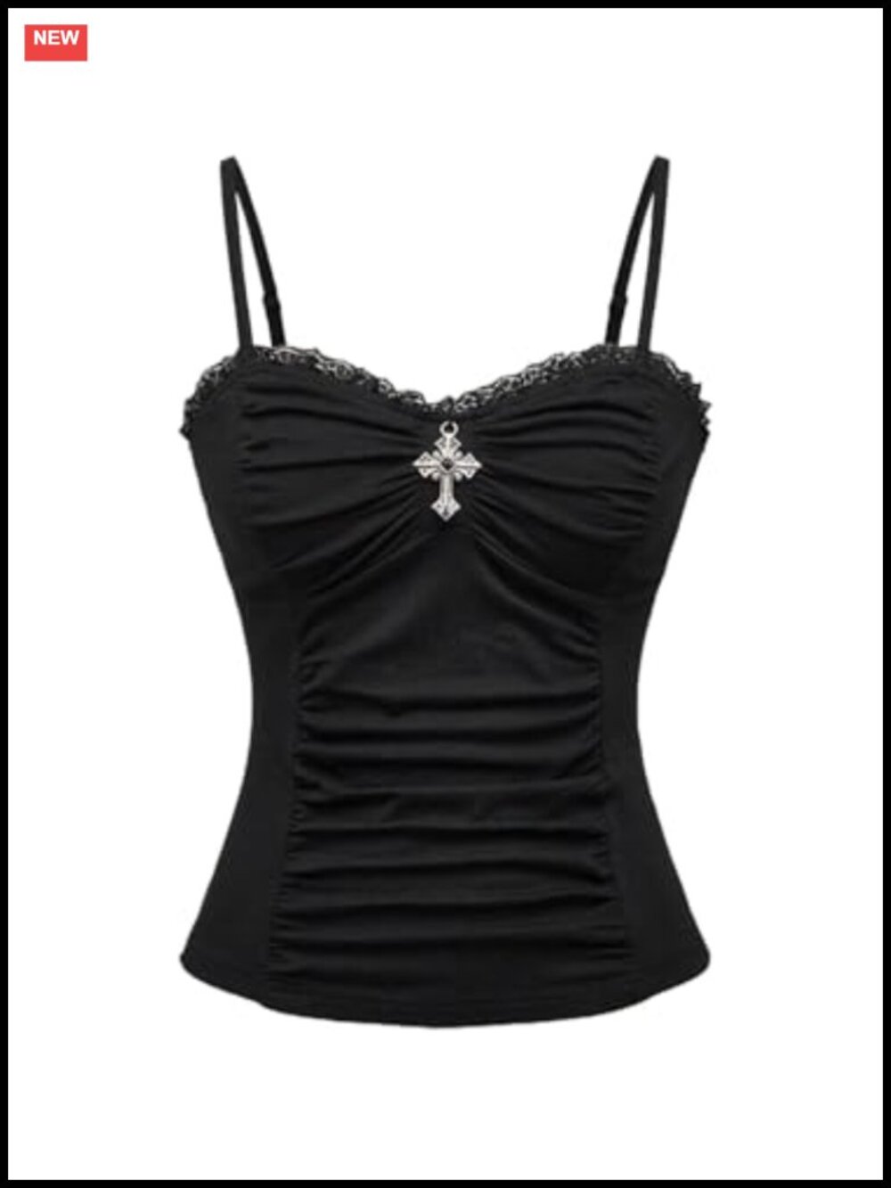 Gothic Lace Cami Top Y2K Going Out Rave Outfit Adjustable Strap Low Back